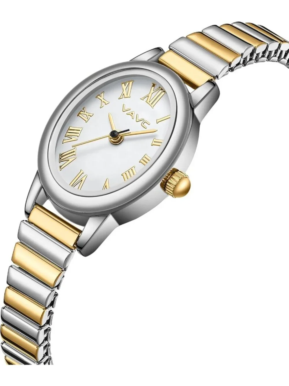 Chic Gold Analog Watch for Women, Oval Case, Stainless Steel Band, Water